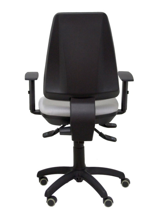Chaise Elche Asynchrone Tissu Gris Structure polyamide noire Accoudoir 1D Sans appui-tête Roulettes pour moquette