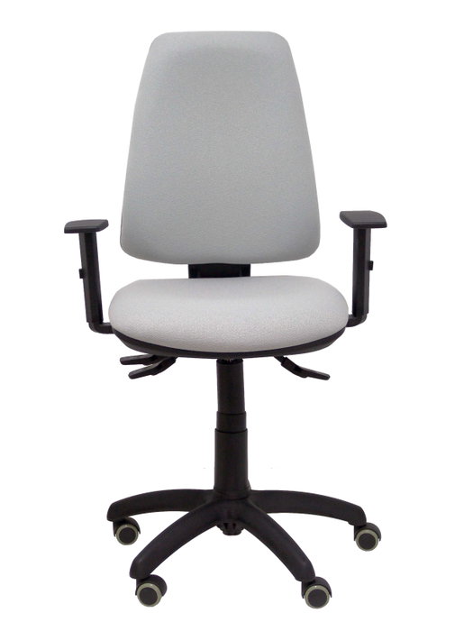 Chaise Elche Asynchrone Tissu Gris Structure polyamide noire Accoudoir 1D Sans appui-tête Roulettes pour moquette