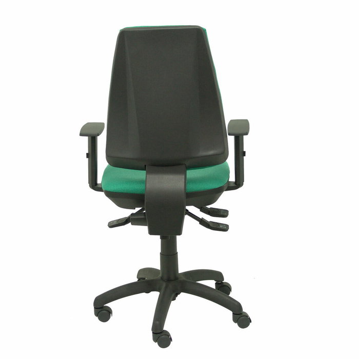 Chaise Elche Asynchrone Tissu Vert émeraude Structure polyamide noire Accoudoir 1D Sans appui-tête Roulettes en nylon 50 mm