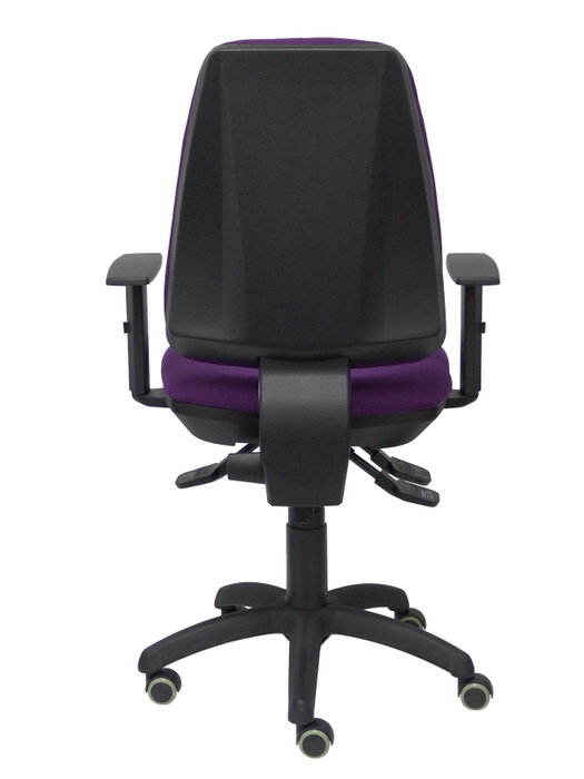 Chaise Elche Asynchrone Tissu Pourpre Structure polyamide noire Accoudoir 1D Sans appui-tête Roulettes pour moquette