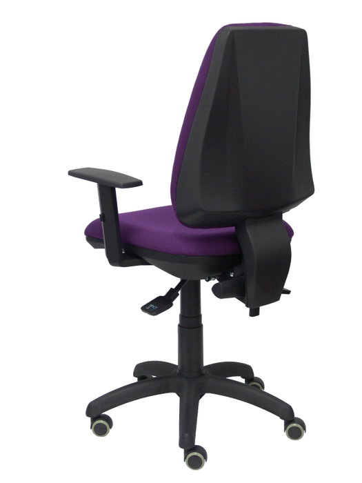 Chaise Elche Asynchrone Tissu Pourpre Structure polyamide noire Accoudoir 1D Sans appui-tête Roulettes pour moquette
