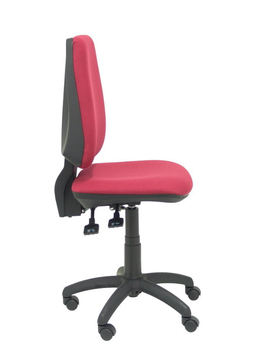 Chaise Elche Asynchrone Tissu Bordeaux Structure polyamide noire Sans accoudoirs Sans appui-tête Roulettes en nylon 50 mm