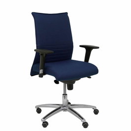 Chaise Albacete confidente Synchro 5 positions Tissu Bleu foncé Structure d' aluminium Accoudoir 1D Sans appui-tête Roulettes pour moquette