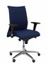 Chaise Albacete confidente Synchro 5 positions Tissu Bleu foncé Structure d' aluminium Accoudoir 1D Sans appui-tête Roulettes pour moquette