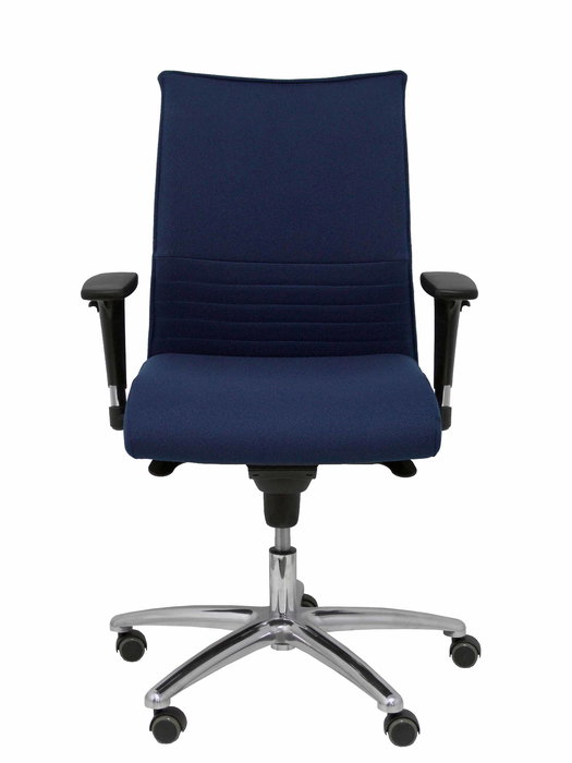 Chaise Albacete confidente Synchro 5 positions Tissu Bleu foncé Structure d' aluminium Accoudoir 1D Sans appui-tête Roulettes pour moquette