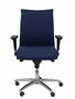 Chaise Albacete confidente Synchro 5 positions Tissu Bleu foncé Structure d' aluminium Accoudoir 1D Sans appui-tête Roulettes pour moquette