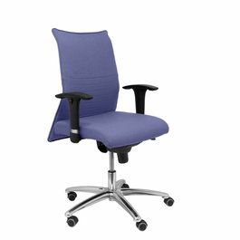 Chaise Albacete confidente Synchro 5 positions Tissu Bleu clair Structure d' aluminium Accoudoir 1D Sans appui-tête Roulettes pour moquette