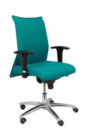 Chaise Albacete confidente Synchro 5 positions Tissu Turquoise Structure d' aluminium Accoudoir 1D Sans appui-tête Roulettes pour moquette