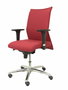 Chaise Albacete confidente Synchro 5 positions Tissu Bordeaux Structure d' aluminium Accoudoir 1D Sans appui-tête Roulettes pour moquette