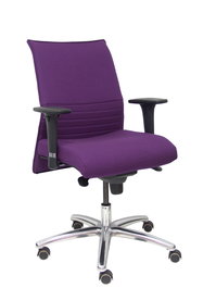 Chaise Albacete confidente Synchro 5 positions Tissu Pourpre Structure d' aluminium Accoudoir 1D Sans appui-tête Roulettes pour moquette