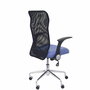 Chaise Minaya Mécanisme d'inclinaison tissu Bleu clair Maille Noir Structure chromée Accoudoirs relevables Sans appui-tête Roulettes en nylon 50 mm