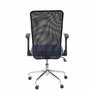Chaise Minaya Mécanisme d'inclinaison tissu Bleu clair Maille Noir Structure chromée Accoudoirs relevables Sans appui-tête Roulettes en nylon 50 mm