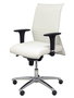 Chaise Albacete confidente Synchro 5 positions Cuir écologique Blanc Structure d' aluminium Accoudoir 1D Sans appui-tête Roulettes pour moquette