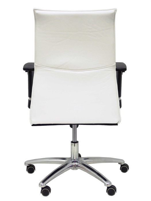 Chaise Albacete confidente Synchro 5 positions Cuir écologique Blanc Structure d' aluminium Accoudoir 1D Sans appui-tête Roulettes pour moquette Chaise Albacete confidente Synchro 5 positions Cuir écologique Blanc Structure d' aluminium Accoudoir 1D Sans appui-tête Roulettes pour moquette