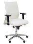 Chaise Albacete confidente Synchro 5 positions Cuir écologique Blanc Structure d' aluminium Accoudoir 1D Sans appui-tête Roulettes pour moquette
