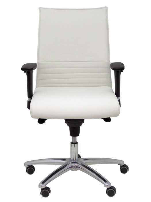 Chaise Albacete confidente Synchro 5 positions Cuir écologique Blanc Structure d' aluminium Accoudoir 1D Sans appui-tête Roulettes pour moquette Chaise Albacete confidente Synchro 5 positions Cuir écologique Blanc Structure d' aluminium Accoudoir 1D Sans appui-tête Roulettes pour moquette