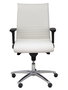 Chaise Albacete confidente Synchro 5 positions Cuir écologique Blanc Structure d' aluminium Accoudoir 1D Sans appui-tête Roulettes pour moquette