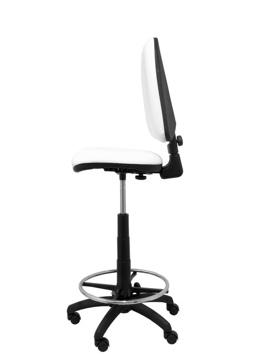 Tabouret Aýna taburete Contact permament de base Cuir écologique Blanc Structure polyamide noire Sans accoudoirs Sans appui-tête Roulettes en nylon 50 mm