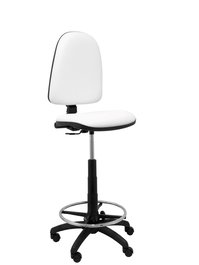 Tabouret Aýna taburete Contact permament de base Cuir écologique Blanc Structure polyamide noire Sans accoudoirs Sans appui-tête Roulettes en nylon 50 mm