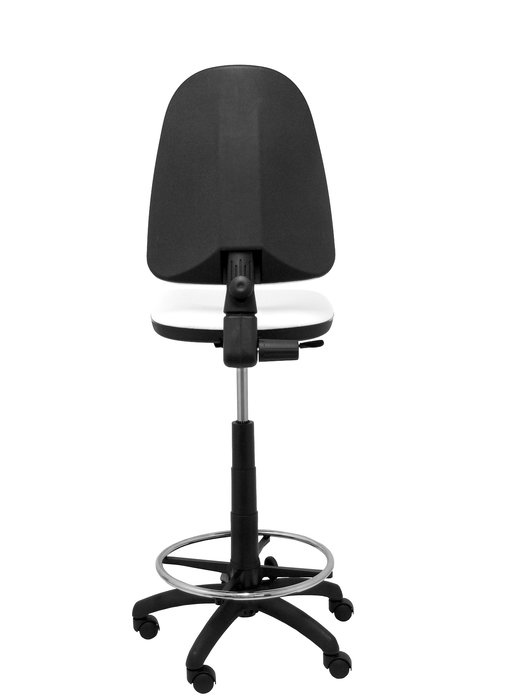 Tabouret Aýna taburete Contact permament de base Cuir écologique Blanc Structure polyamide noire Sans accoudoirs Sans appui-tête Roulettes en nylon 50 mm