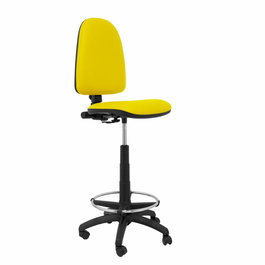 Tabouret Aýna taburete Contact permament de base Cuir écologique Jaune Structure polyamide noire Sans accoudoirs Sans appui-tête Roulettes en nylon 50 mm