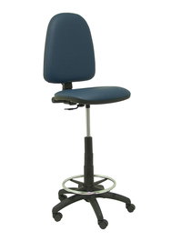 Tabouret Aýna taburete Contact permament de base Cuir écologique Bleu foncé Structure polyamide noire Sans accoudoirs Sans appui-tête Roulettes en nylon 50 mm