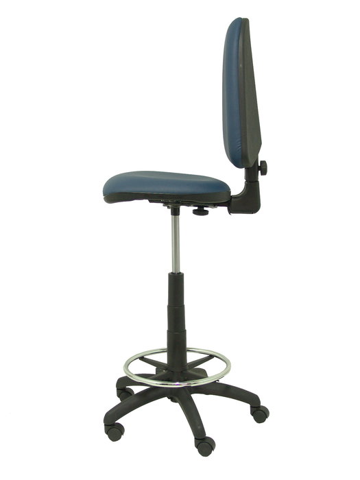 Tabouret Aýna taburete Contact permament de base Cuir écologique Bleu foncé Structure polyamide noire Sans accoudoirs Sans appui-tête Roulettes en nylon 50 mm