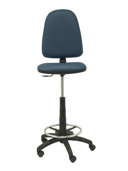 Tabouret Aýna taburete Contact permament de base Cuir écologique Bleu foncé Structure polyamide noire Sans accoudoirs Sans appui-tête Roulettes en nylon 50 mm
