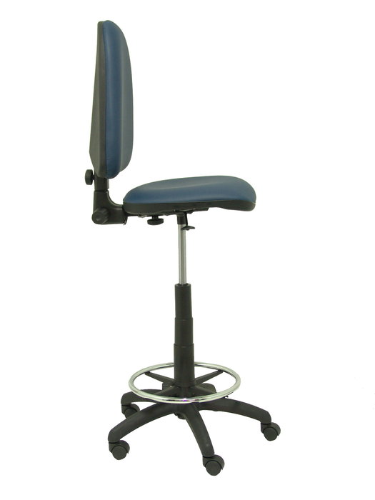 Tabouret Aýna taburete Contact permament de base Cuir écologique Bleu foncé Structure polyamide noire Sans accoudoirs Sans appui-tête Roulettes en nylon 50 mm