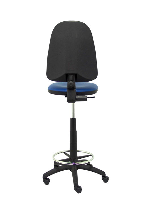 Tabouret Aýna taburete Contact permament de base Cuir écologique Bleu Structure polyamide noire Sans accoudoirs Sans appui-tête Roulettes en nylon 50 mm