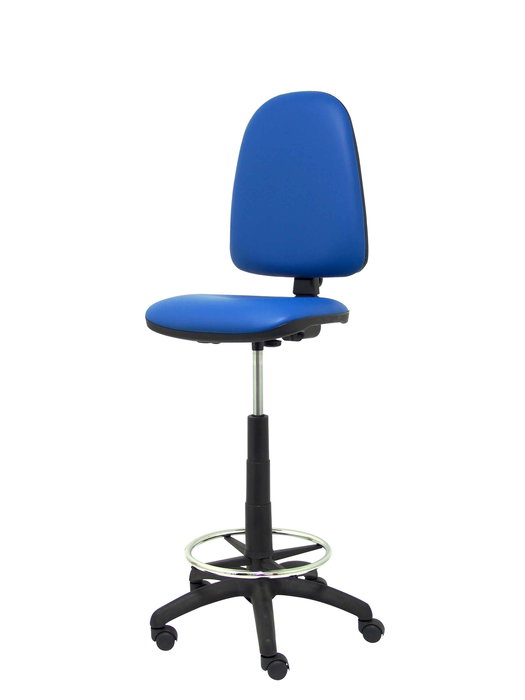 Tabouret Aýna taburete Contact permament de base Cuir écologique Bleu Structure polyamide noire Sans accoudoirs Sans appui-tête Roulettes en nylon 50 mm