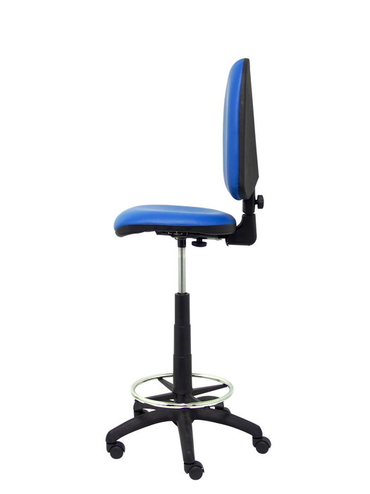 Tabouret Aýna taburete Contact permament de base Cuir écologique Bleu Structure polyamide noire Sans accoudoirs Sans appui-tête Roulettes en nylon 50 mm