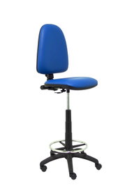 Tabouret Aýna taburete Contact permament de base Cuir écologique Bleu Structure polyamide noire Sans accoudoirs Sans appui-tête Roulettes en nylon 50 mm