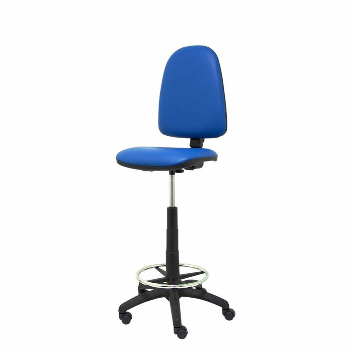 Tabouret Aýna taburete Contact permament de base Cuir écologique Bleu Structure polyamide noire Sans accoudoirs Sans appui-tête Roulettes en nylon 50 mm