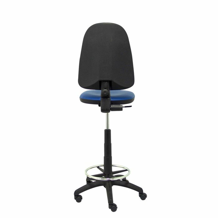 Tabouret Aýna taburete Contact permament de base Cuir écologique Bleu Structure polyamide noire Sans accoudoirs Sans appui-tête Roulettes en nylon 50 mm