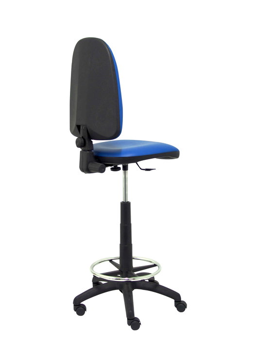Tabouret Aýna taburete Contact permament de base Cuir écologique Bleu Structure polyamide noire Sans accoudoirs Sans appui-tête Roulettes en nylon 50 mm
