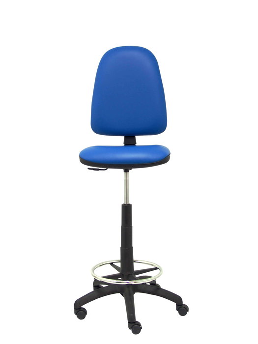 Tabouret Aýna taburete Contact permament de base Cuir écologique Bleu Structure polyamide noire Sans accoudoirs Sans appui-tête Roulettes en nylon 50 mm
