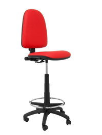 Tabouret Aýna taburete Contact permament de base Cuir écologique Rouge Structure polyamide noire Sans accoudoirs Sans appui-tête Roulettes en nylon 50 mm