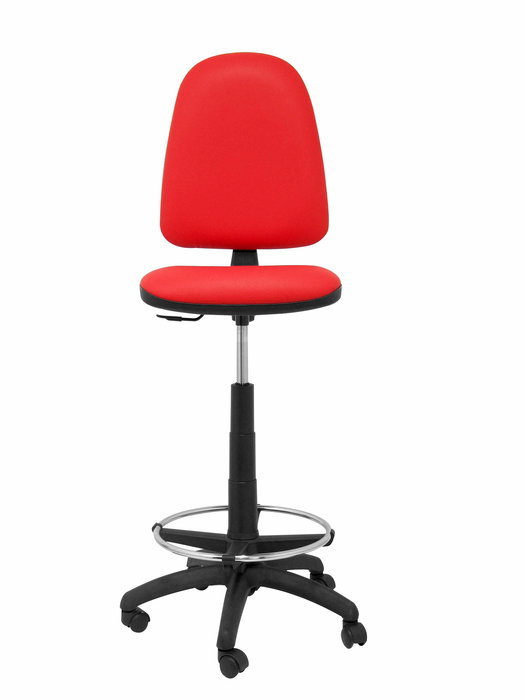 Tabouret Aýna taburete Contact permament de base Cuir écologique Rouge Structure polyamide noire Sans accoudoirs Sans appui-tête Roulettes en nylon 50 mm