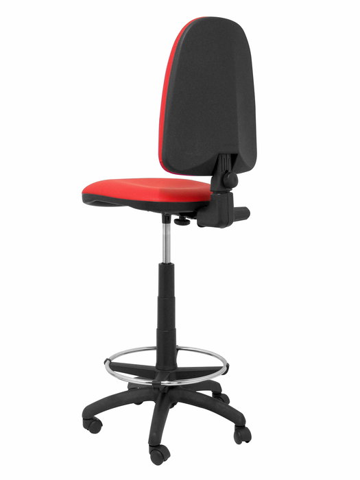 Tabouret Aýna taburete Contact permament de base Cuir écologique Rouge Structure polyamide noire Sans accoudoirs Sans appui-tête Roulettes en nylon 50 mm