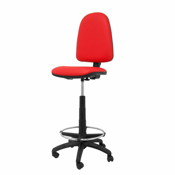 Tabouret Aýna taburete Contact permament de base Cuir écologique Rouge Structure polyamide noire Sans accoudoirs Sans appui-tête Roulettes en nylon 50 mm