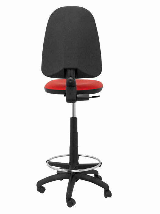 Tabouret Aýna taburete Contact permament de base Cuir écologique Rouge Structure polyamide noire Sans accoudoirs Sans appui-tête Roulettes en nylon 50 mm
