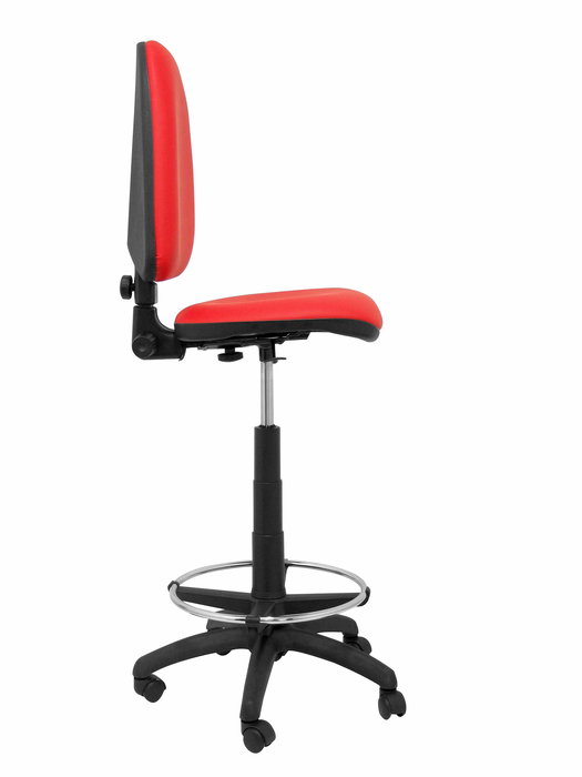 Tabouret Aýna taburete Contact permament de base Cuir écologique Rouge Structure polyamide noire Sans accoudoirs Sans appui-tête Roulettes en nylon 50 mm