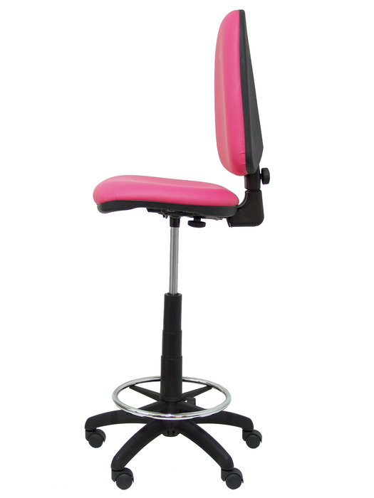 Tabouret Aýna taburete Contact permament de base Cuir écologique Rose Structure polyamide noire Sans accoudoirs Sans appui-tête Roulettes en nylon 50 mm