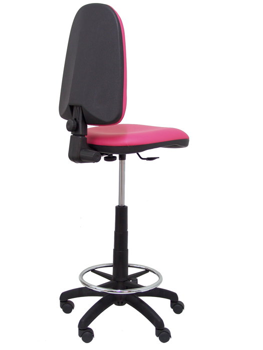 Tabouret Aýna taburete Contact permament de base Cuir écologique Rose Structure polyamide noire Sans accoudoirs Sans appui-tête Roulettes en nylon 50 mm
