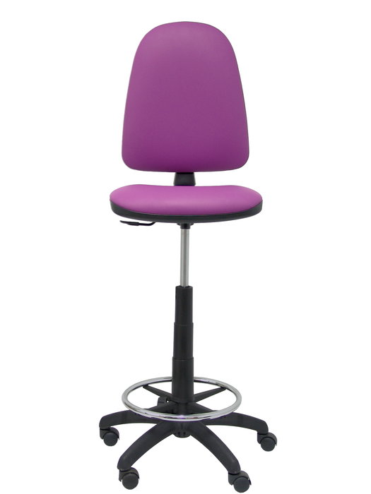 Tabouret Aýna taburete Contact permament de base Cuir écologique Pourpre Structure polyamide noire Sans accoudoirs Sans appui-tête Roulettes en nylon 50 mm