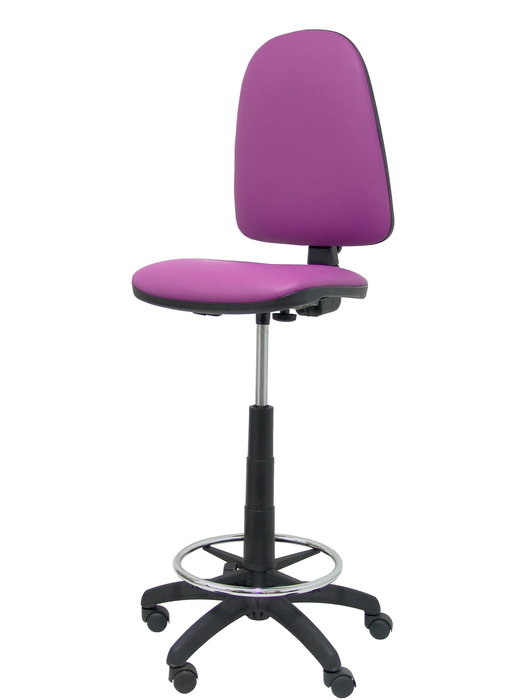 Tabouret Aýna taburete Contact permament de base Cuir écologique Pourpre Structure polyamide noire Sans accoudoirs Sans appui-tête Roulettes en nylon 50 mm