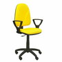 Chaise Algarra Contact permament de base Tissu Jaune Structure polyamide noire Accoudoirs fixes Sans appui-tête Roulettes en nylon 50 mm