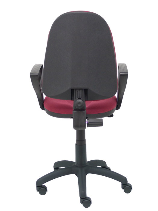 Chaise Algarra Contact permament de base Tissu Bordeaux Structure polyamide noire Accoudoirs fixes Sans appui-tête Roulettes en nylon 50 mm