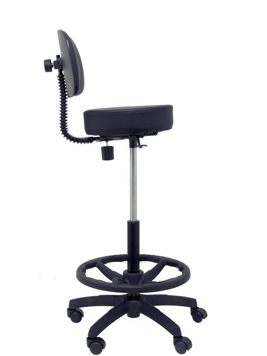 Tabouret Taburete Llanos Mécanisme standard Cuir écologique Noir Structure polyamide noire Sans accoudoirs Sans appui-tête Roulettes en nylon 50 mm